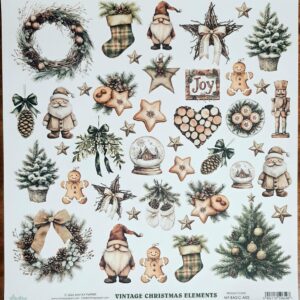 Mintay Papers Ephemera 12" x 12" - Rustic Christmas, Elements, 42pcs