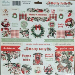Mintay Papers, Holly Jolly Chipboard Ephemera Sheet, 42 pcs, 12" x 12"