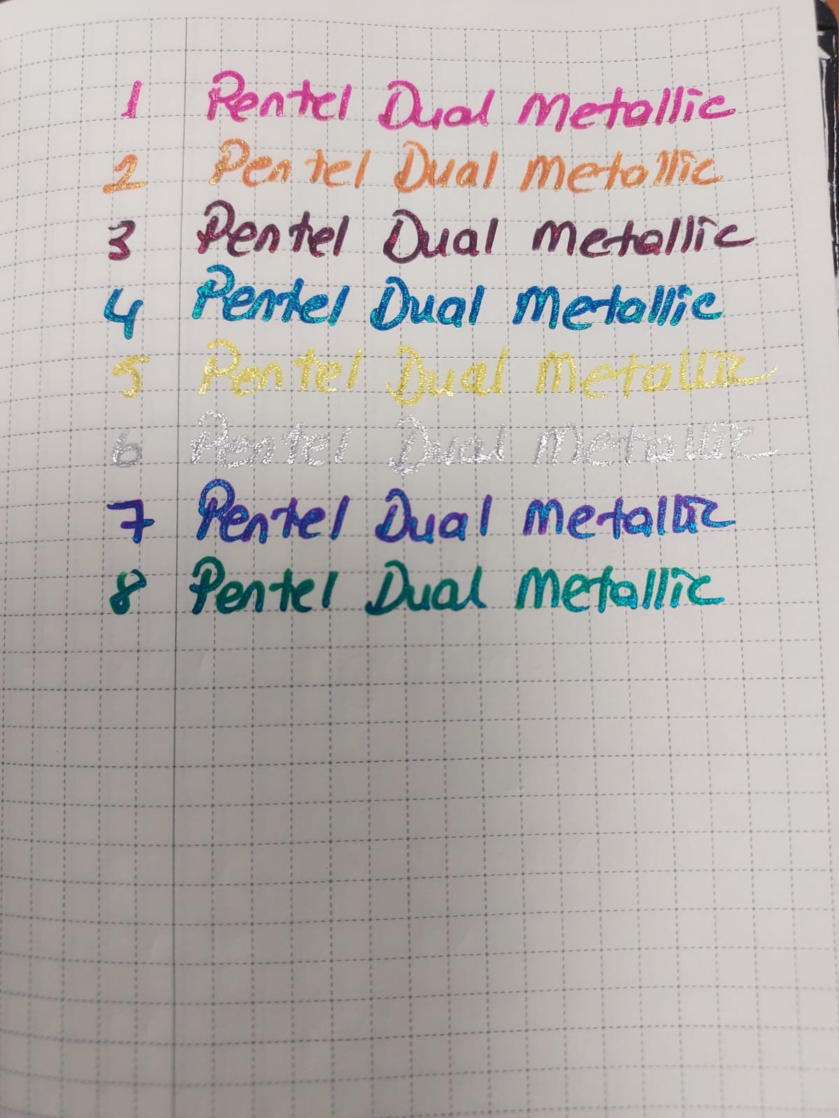 Pentel Dual Metallic Jel Kalem-Yeşil + Metalik Mavi (8 numara) - Görsel 2