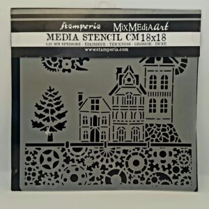 Stamperia Ev ve çark desenli şablon, 18x18 cm