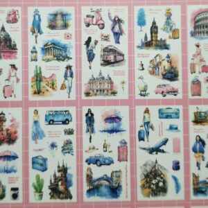 Renkli seyahat temalı illüstrasyonlar