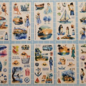 Deniz temalı illüstrasyonlar ve sahil