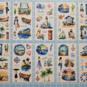 Deniz temalı renkli illüstrasyonlar