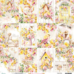 Çiçekler ve kuşlarla dolu tasarım