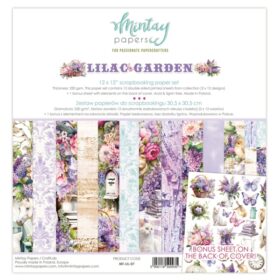 Mor çiçekli kağıt seti.