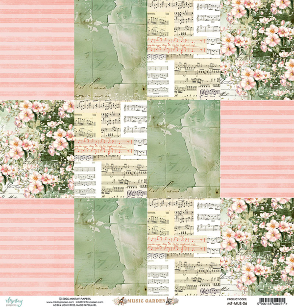 Mintay Papers, 12 x 12" Paper - Music Garden 06 - Görsel 3