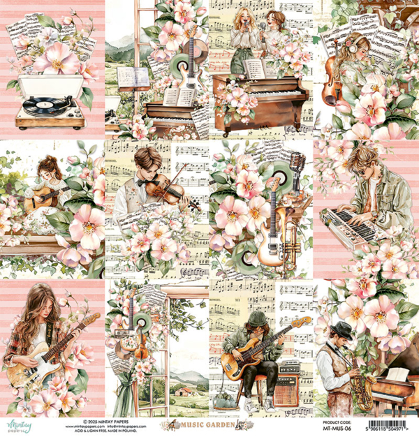 Mintay Papers, 12 x 12" Paper - Music Garden 06 - Görsel 2
