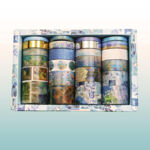 Desenli washi tape-mavi