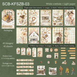 Material Package - Coffee Handmade Bag Series Vintage Cafe Character, 45 pcs
