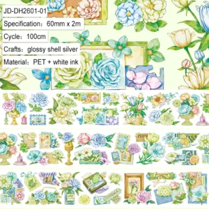 Pet Tape - 60mm*200cm Vintage Flower Stamp