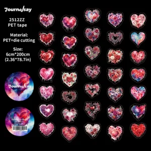 Pet Tape - 60mm*200cm Vintage Valentine Heart Flower
