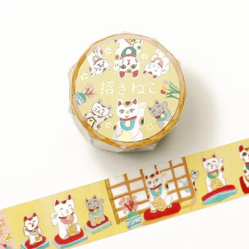 Cozyca Foil-stamped Washi Tape - Beckoning Cat (Maneki Neko)