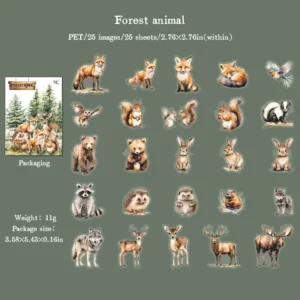 Pet Sticker, Forest Animal, 25 adet