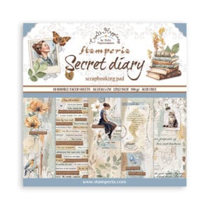 STAMPERİA, Secret Diary-Scrapbooking Paper Pad 10 sheets cm 30,5x30,5 (12"x12")