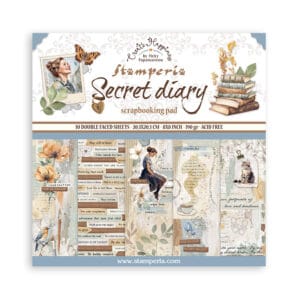 STAMPERİA, Secret Diary-Scrapbooking Small Pad 10 sheets cm 20,3X20,3 (8"X8")