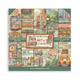 STAMPERİA, Art of Travelling-Scrapbooking Small Pad 10 sheets cm 20,3X20,3 (8"X8")