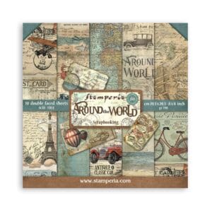 STAMPERİA, Around the World-Scrapbooking Small Pad 10 sheets cm 20,3X20,3 (8"X8")