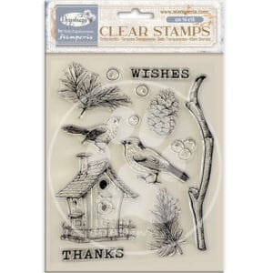 STAMPERİA, Dewdrops Nest Bird- Acrylic stamp cm 14x18
