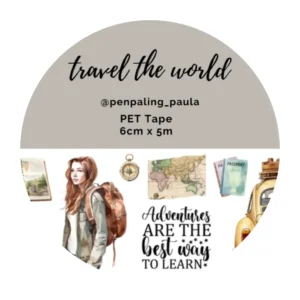 Penpaling Paula, Travel the World, Pet Tape, Kendinden Kesimli, 6cmx5m