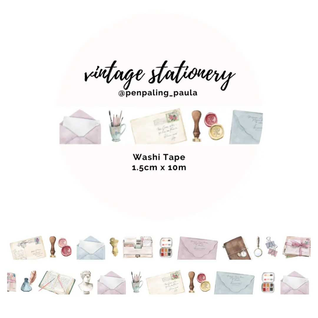 Penpaling Paula, Vintage Stationery, Washi Tape,1.5cmx10m