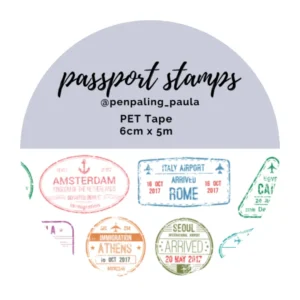 Penpaling Paula, Passport Stamps, Pet Tape, Kendinden Kesimli, 6cmx5m