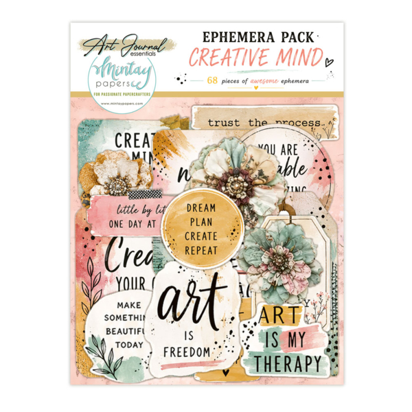 Mintay Papers Art Journal Ephemera Pack - Creative Mind, 68 pcs
