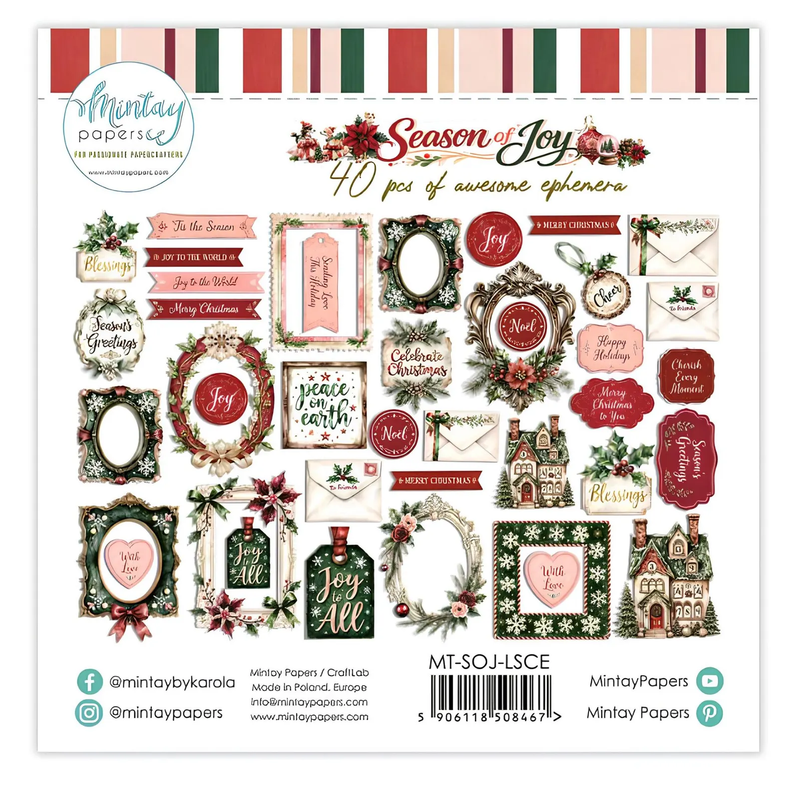 Mintay Papers, Paper Ephemera - Season of Joy, 40 pcs - Görsel 2