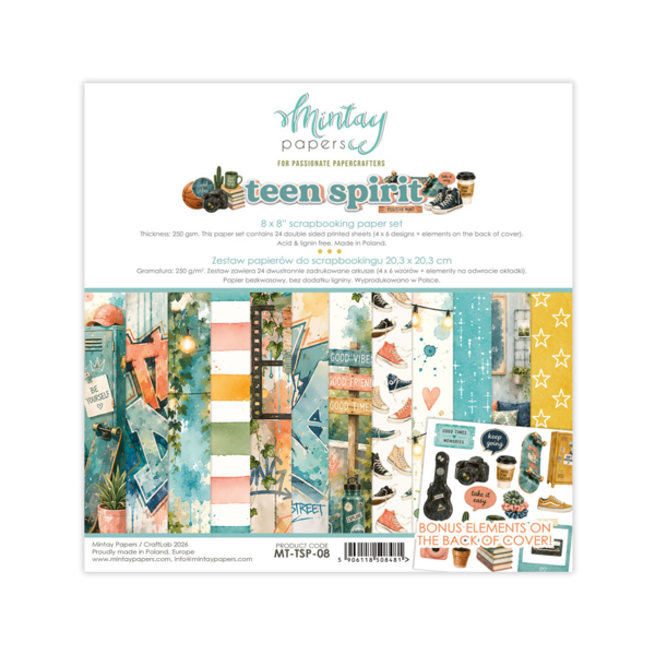 Mintay Papers, 8 x 8" Paper Set - Teen Spirit