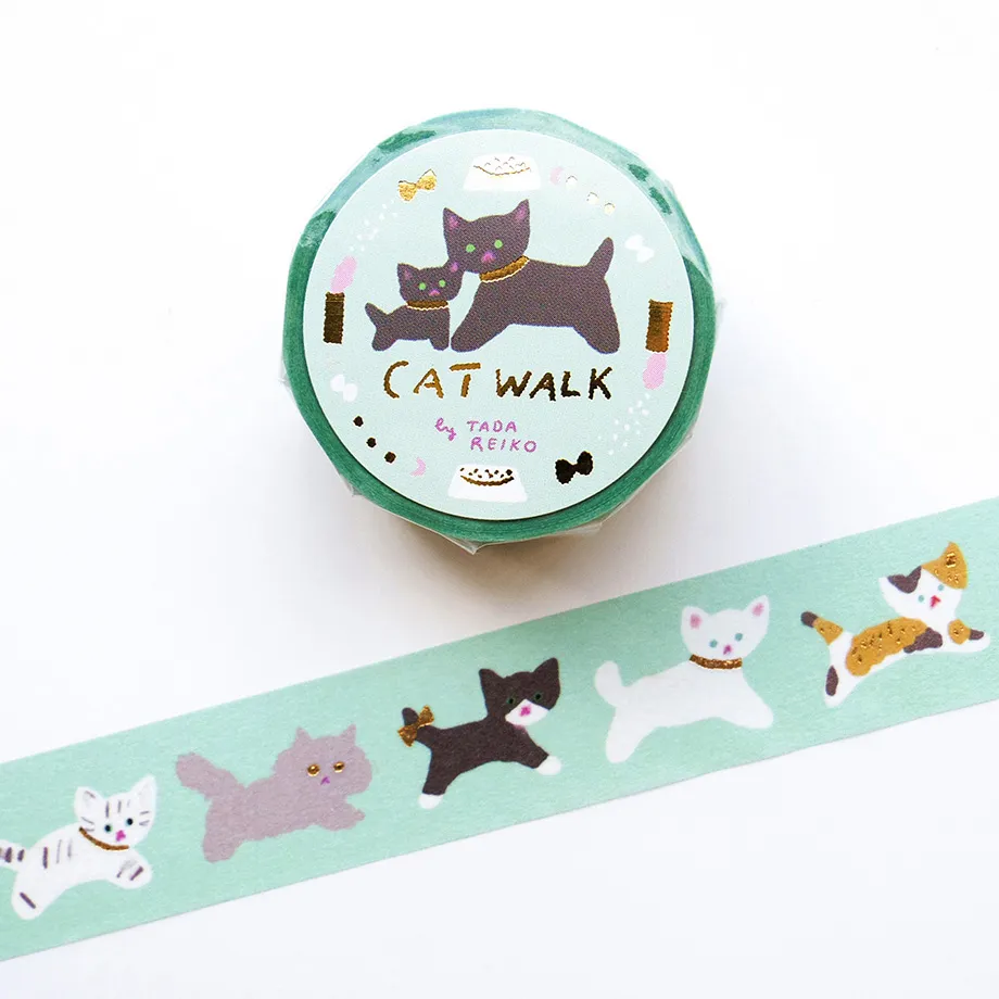 Cozyca Products, Washi Tape with Gold Details – CAT WALK by Reiko Tada