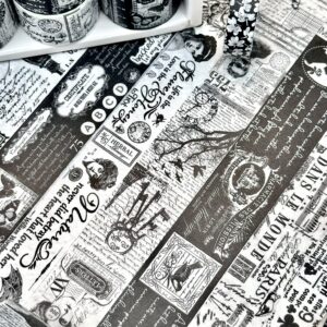 Songdao Siyah Beyaz Vintage Washi Bant Seti, 20 adet - Görsel 3