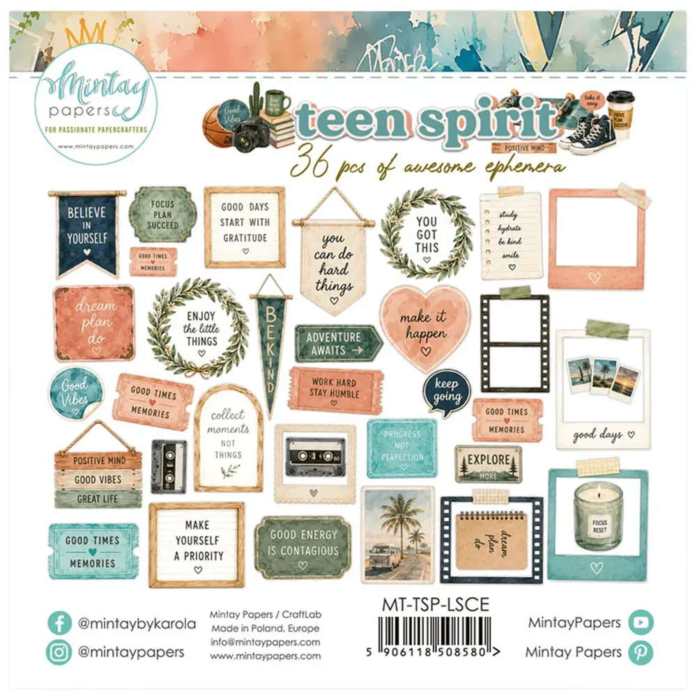 Mintay Papers, Paper Ephemera - Teen Spirit, 36 pcs - Görsel 2